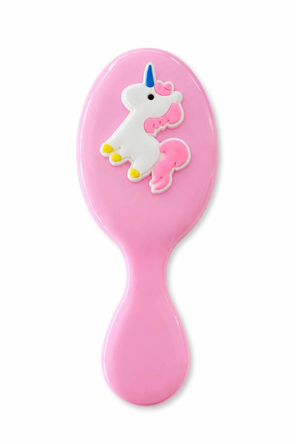 Pembe Renk Unicorn Figürlü Çocuk Saç Tarama Fırçası/Tarak