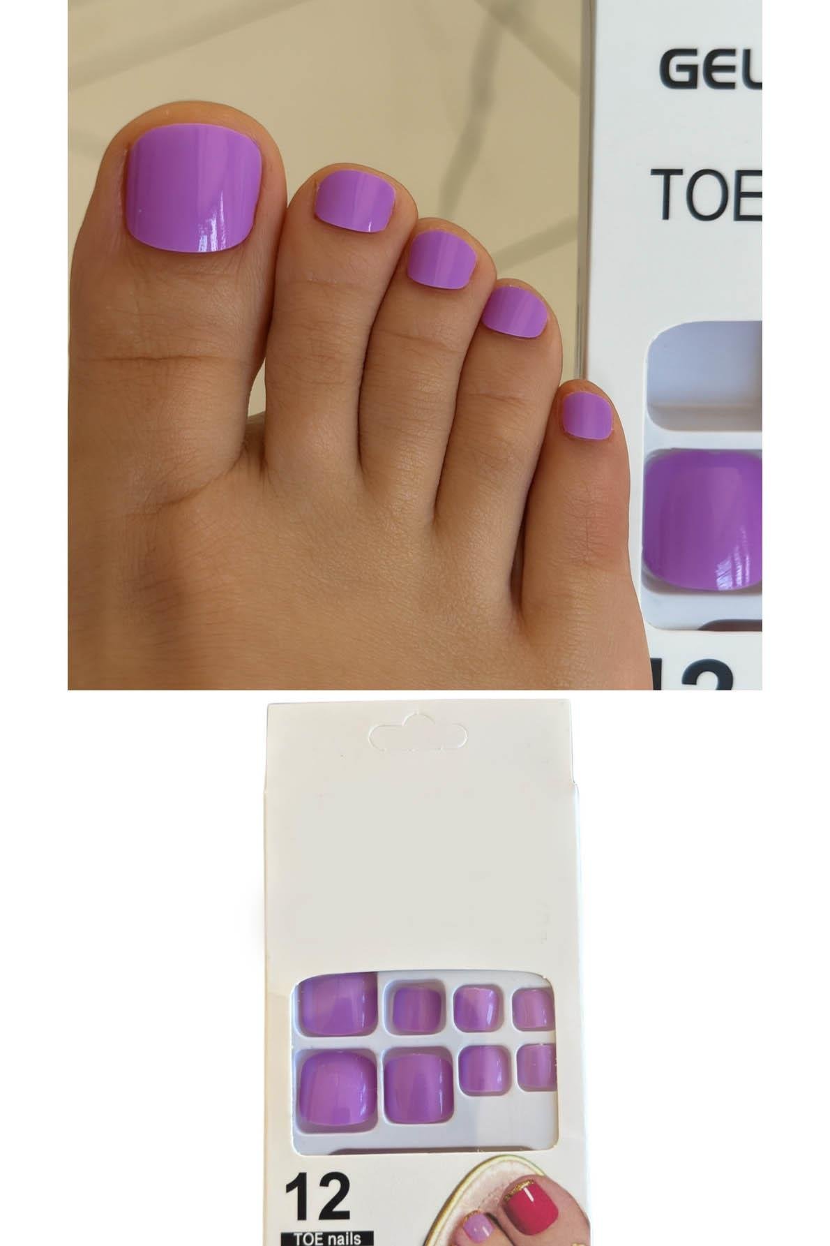 12'li Lila Renk Takma Tırnak Set (Yapıştırıcılı)