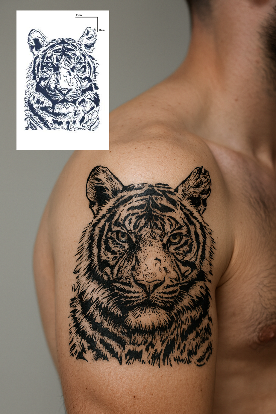 Aslan Figürlü 12 Saat Sonra Kararan Geçici Orta Dövme Tattoo