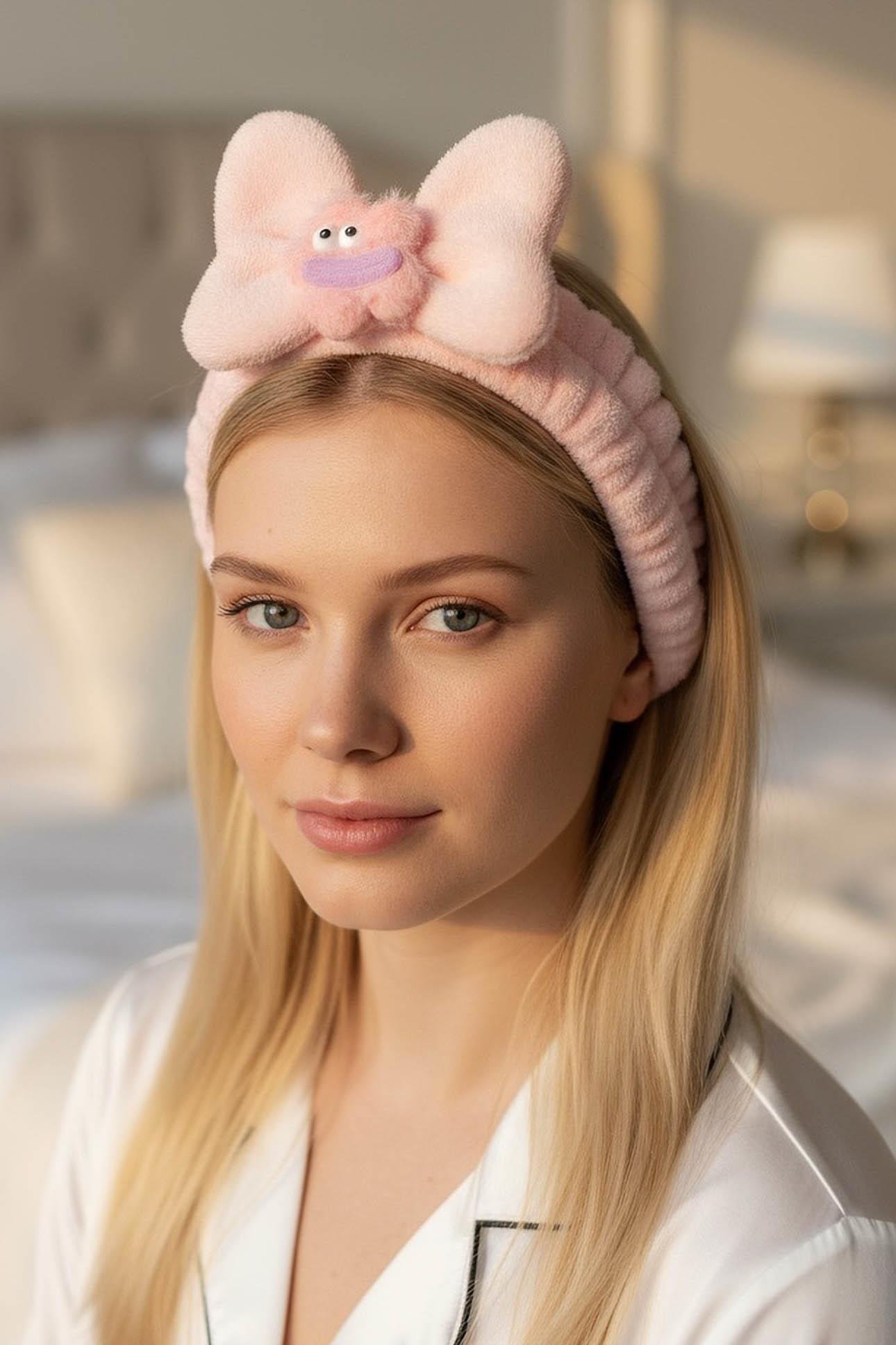 Açık Pembe Renk Canavar Figürlü Peluş Saç Bandı