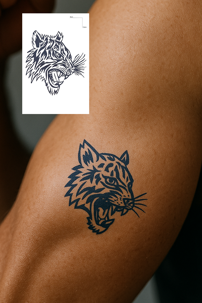Kaplan Figürlü 12 Saat Sonra Kararan Geçici Mini Dövme Tattoo