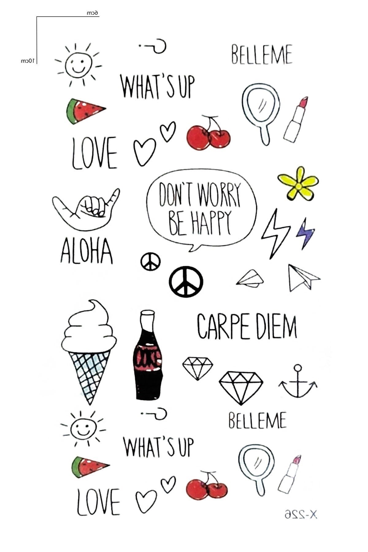 Çoklu Figürlü Mini Geçici Dövme Tattoo