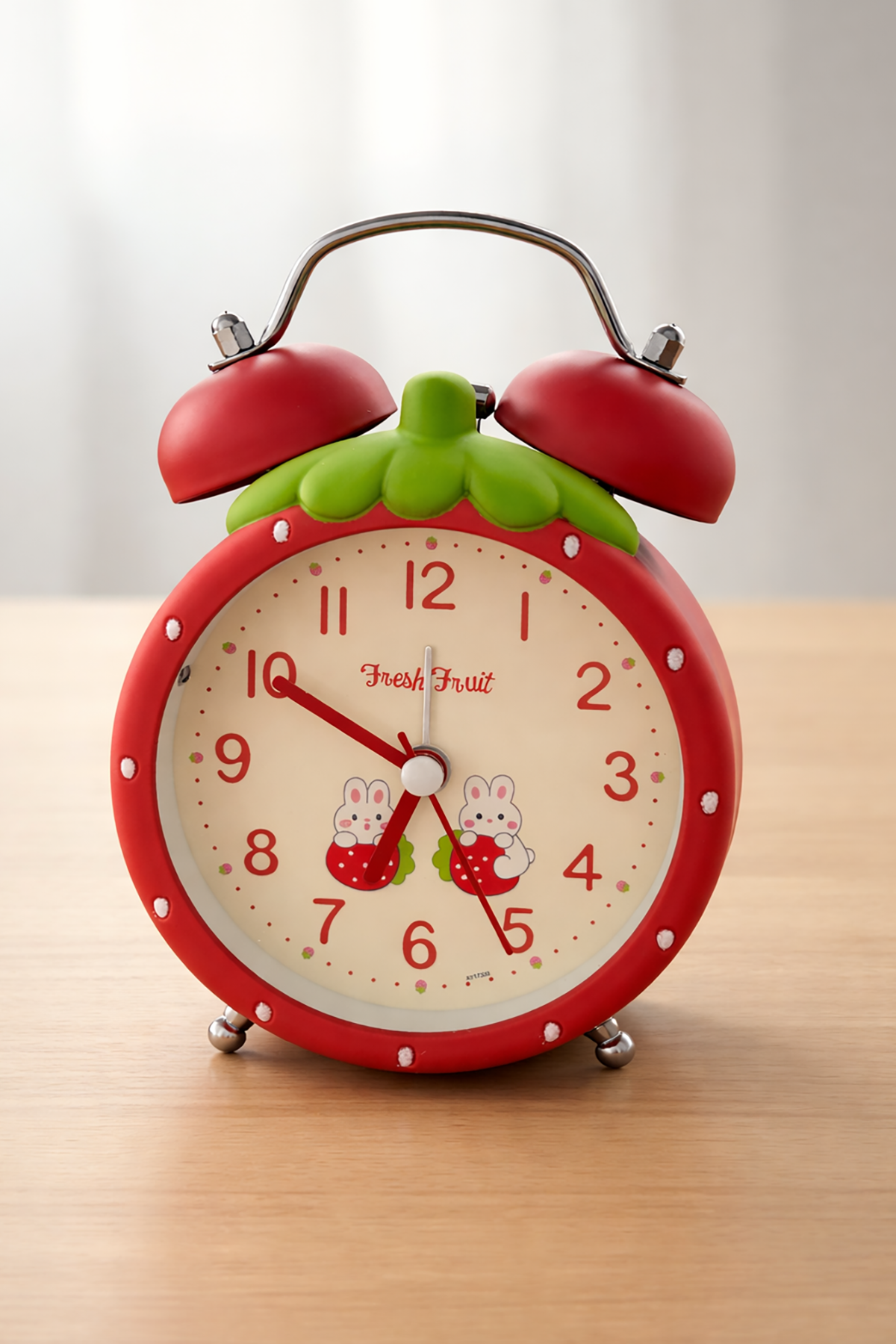 Kırmızı Renk Mini Dekoratif Işıklı Alarmlı Yuvarlak Masa Saati