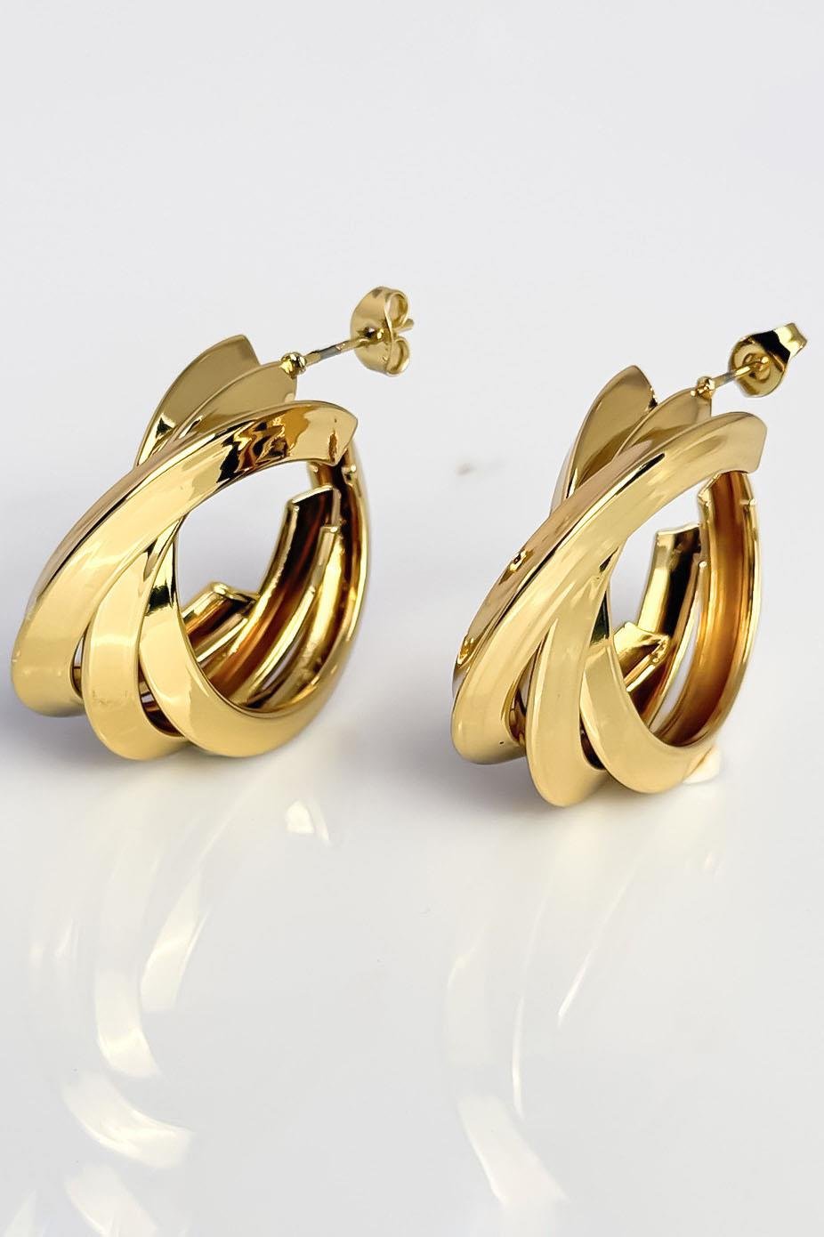 Altın Renk Çelik Halka Küpe (Çift)