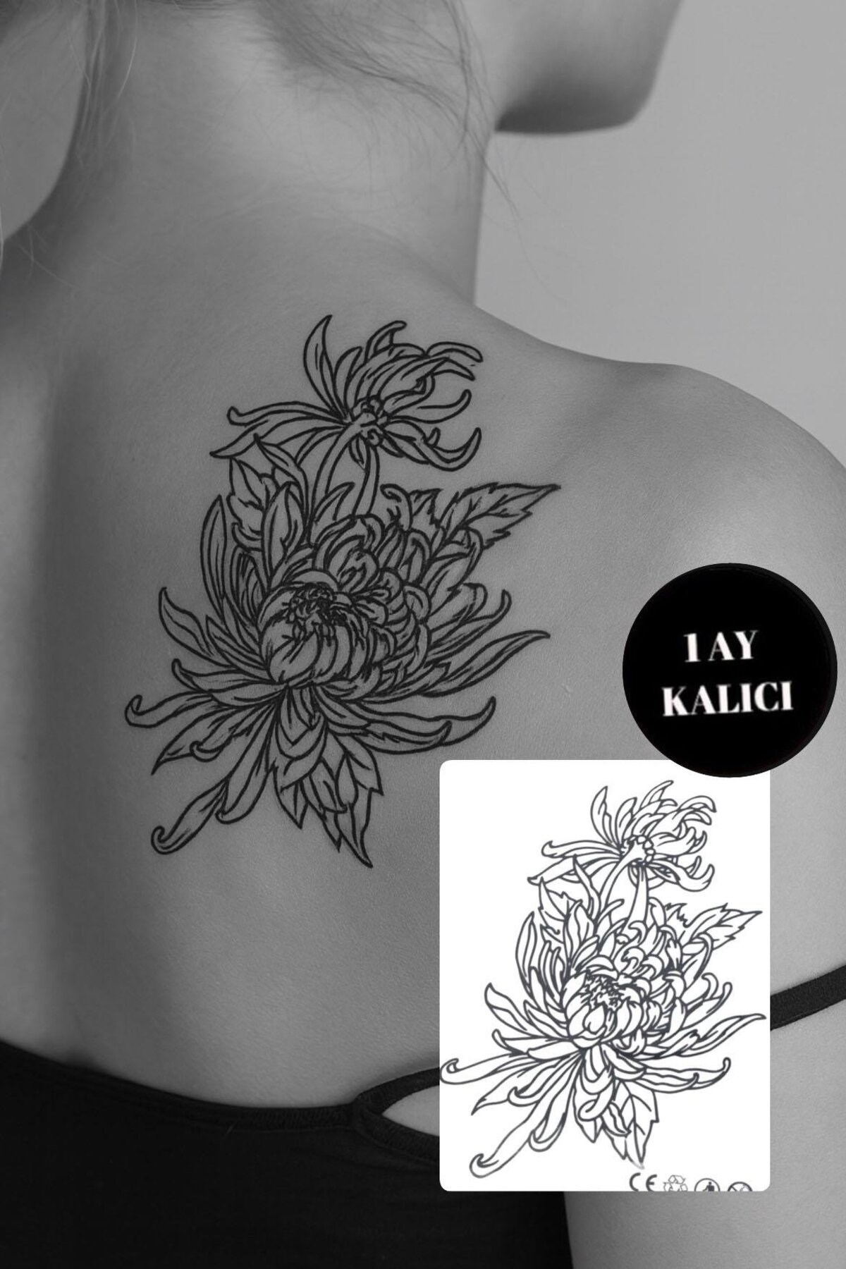 Çiçek Sonradan Kararan Yarı Kalıcı Geçici Dövme Tattoo