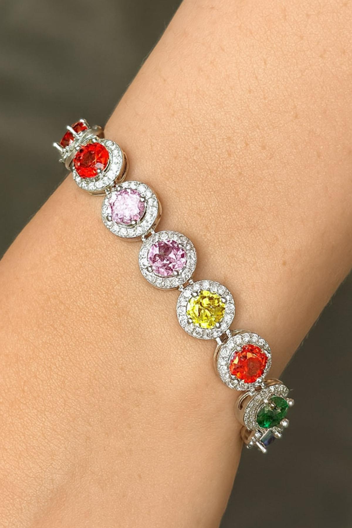 Karışık Renk Taş Detaylı VİP YSX Bileklik