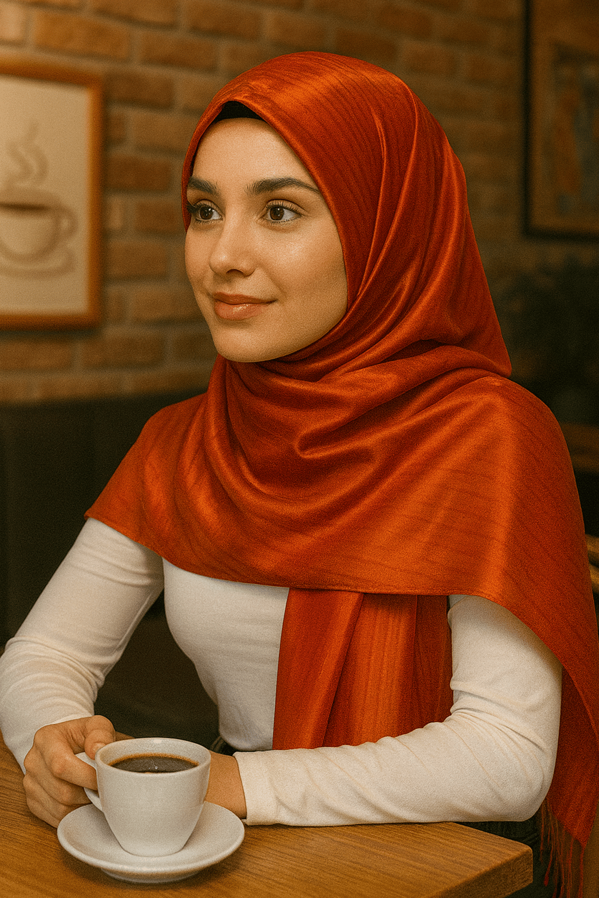 Turuncu Renk Tafta Şal