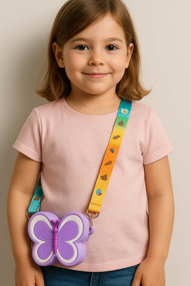 Lila Renk Kelebek Figürlü Pop-it Çocuk Çanta