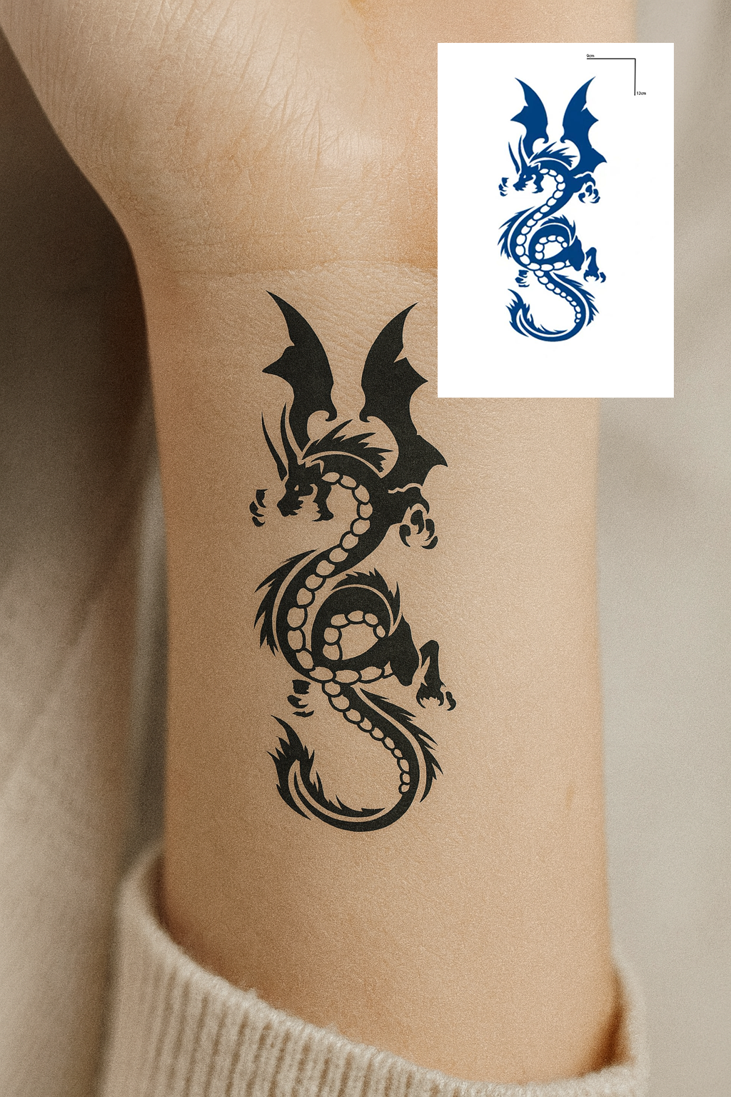 Ejderha 12 Saat Sonra Kararan Geçici Mini Dövme Tattoo