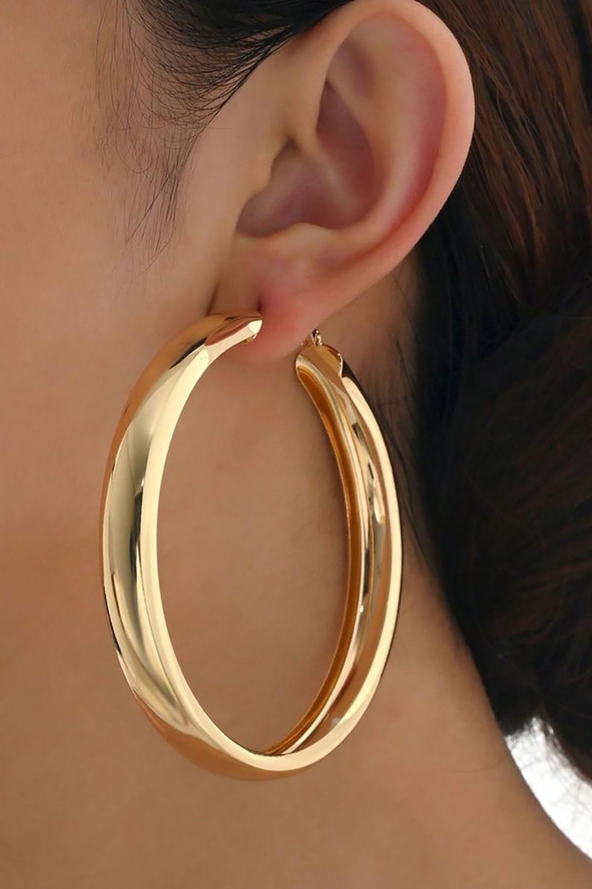 Altın Renk Halka Küpe (Çift)