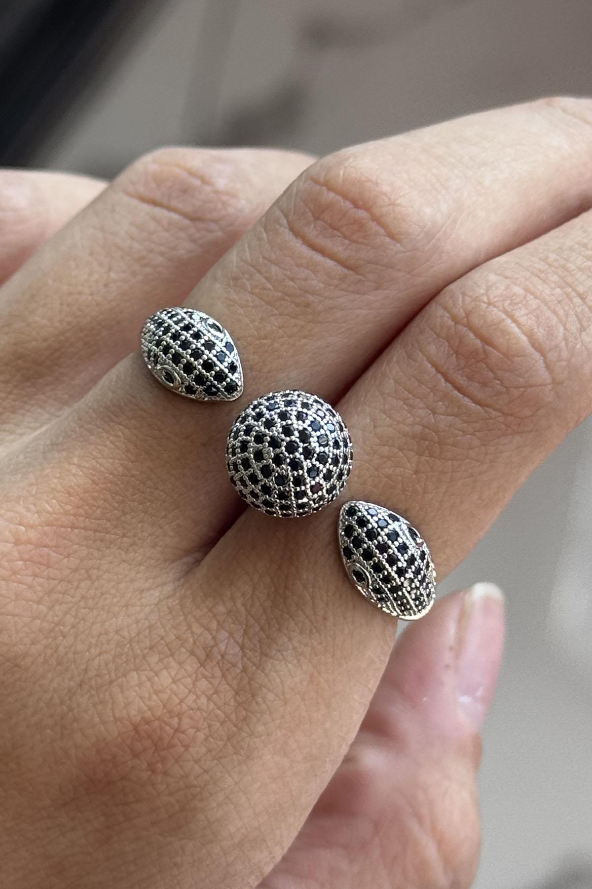 Gümüş Renk İkili Yılan Figürlü Ayarlanabilir Yüzük