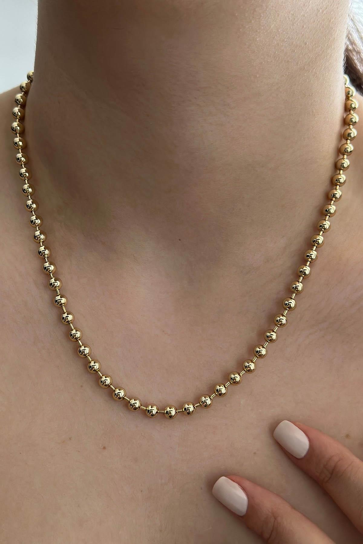 Altın Renk Top Detaylı Çelik VİP Xuping Kolye