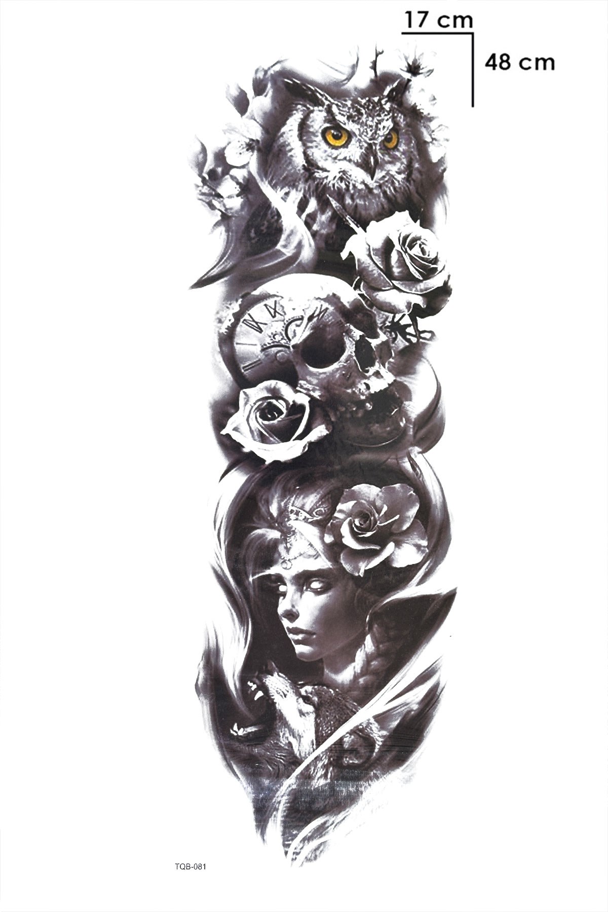 Baykuş ve Kız Kol Geçici Dövme Tattoo