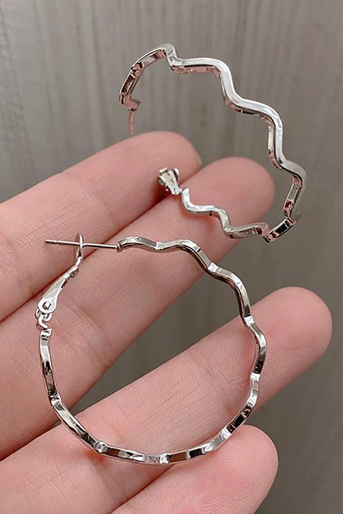 Gümüş Renk Halka Küpe (Çift)