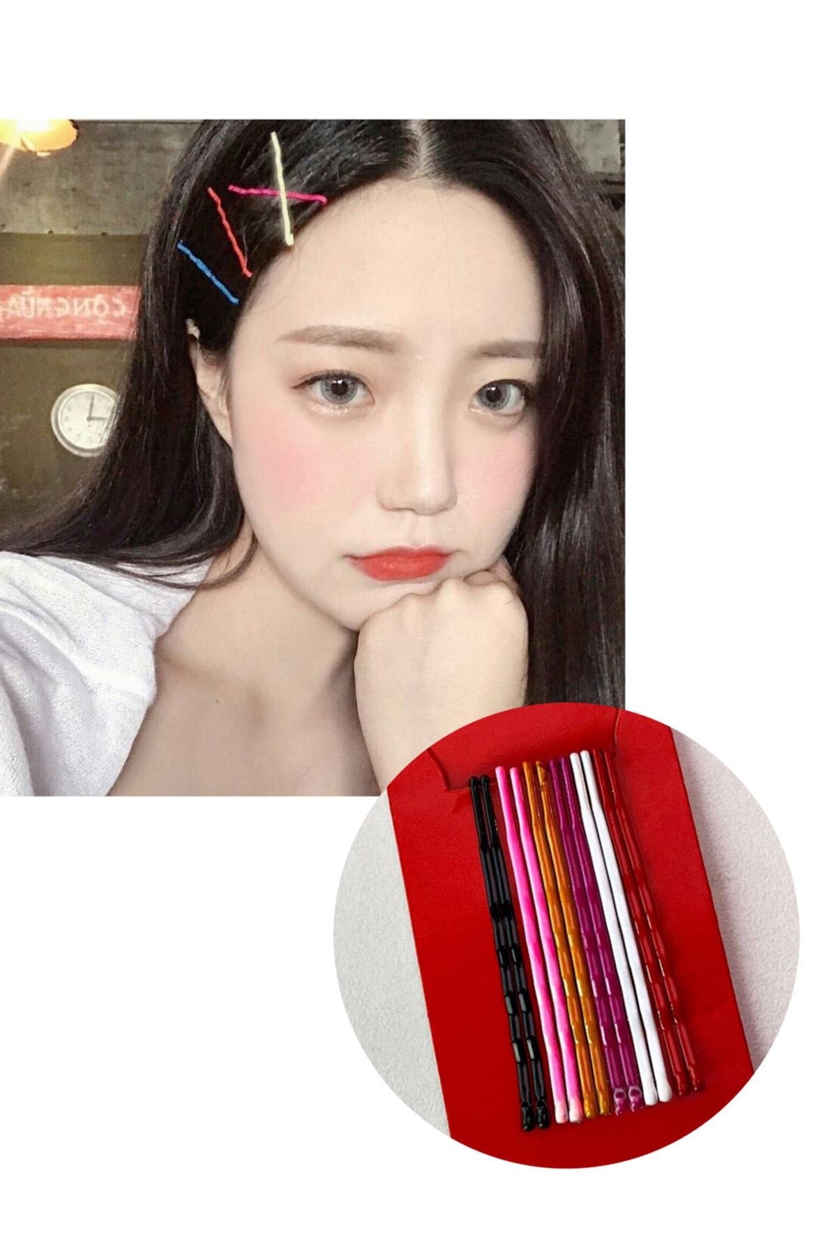 6 Çift Karışık Renk Tel Toka Set