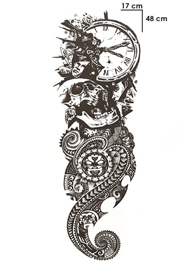 Kurukafa Kol Dövme Geçici Tattoo