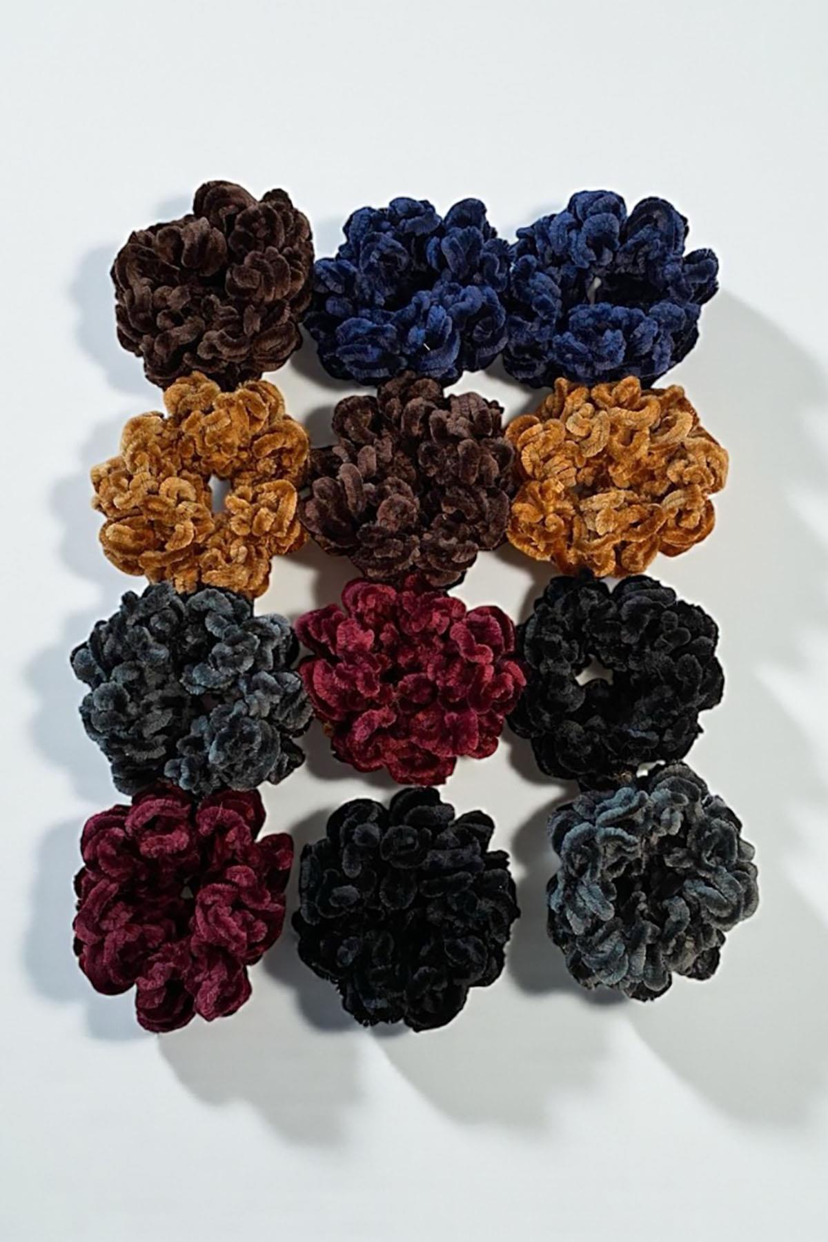 12'li Karışık Renk Peluş Simit Toka Set