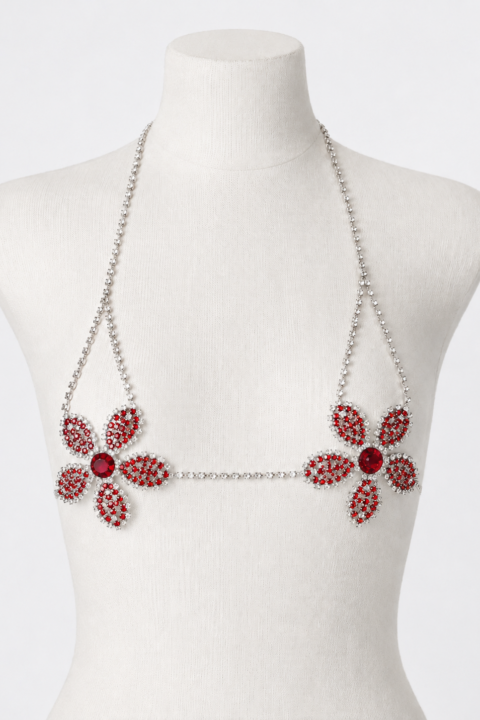 Gümüş Renk Çiçek Detaylı Taş Detaylı Bikini Üstü /Bralet /Vücut Aksesuarı