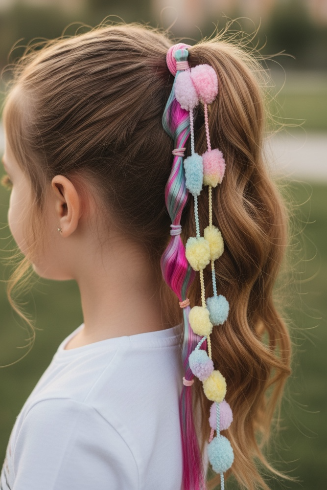 Karışık Renk Saç Detaylı Lastik Toka