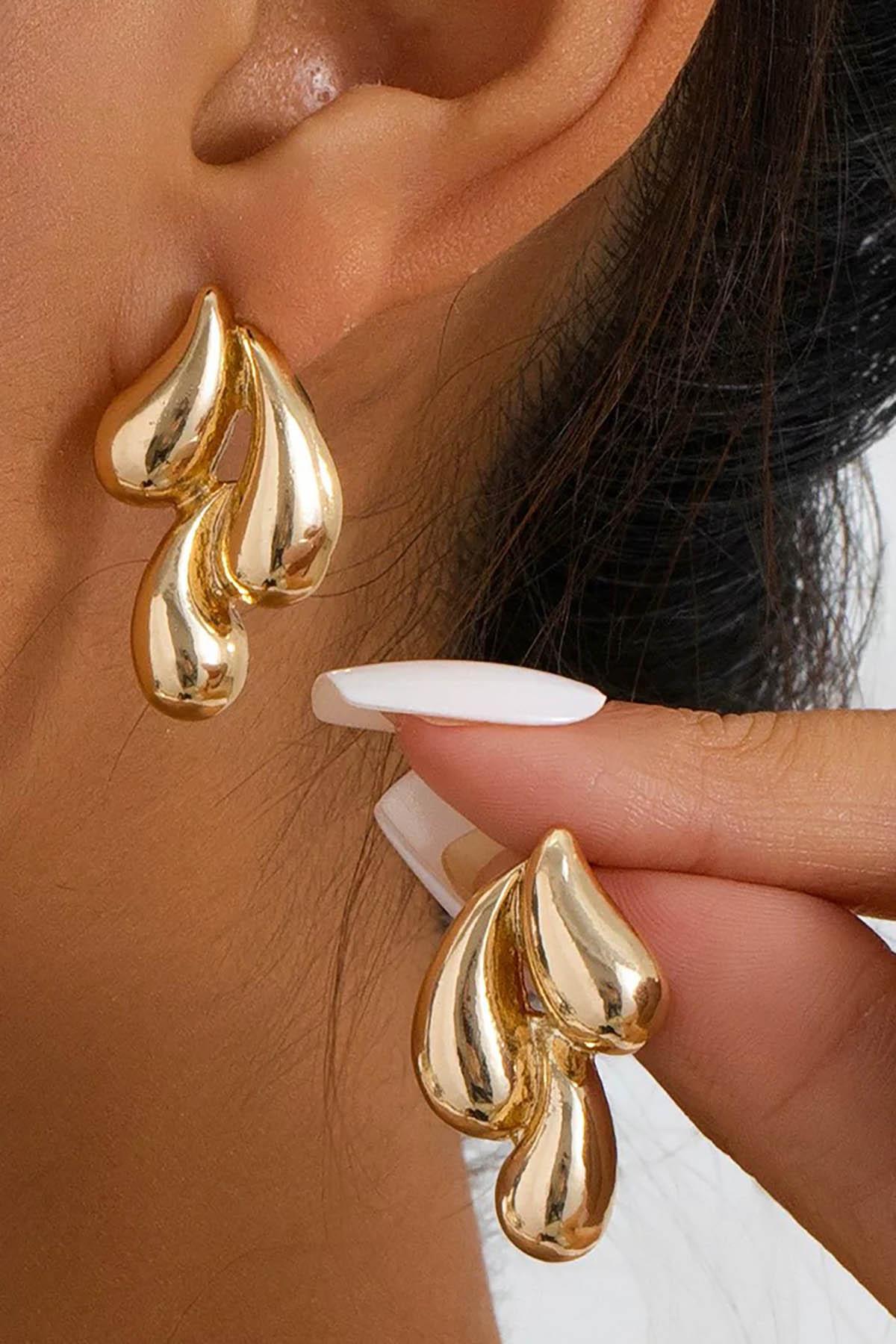 Altın Renk Çelik Küpe (Çift)