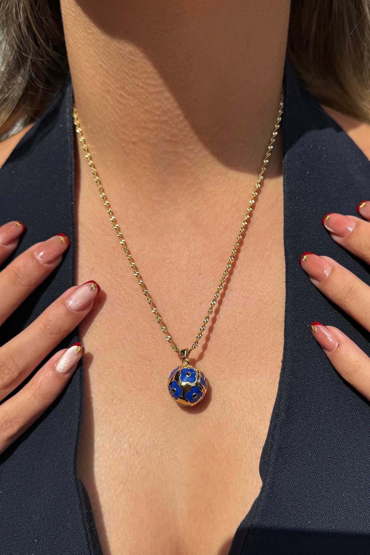 Altın Renk Çiçek Figürlü 14k Altın Kaplama TX Kolye