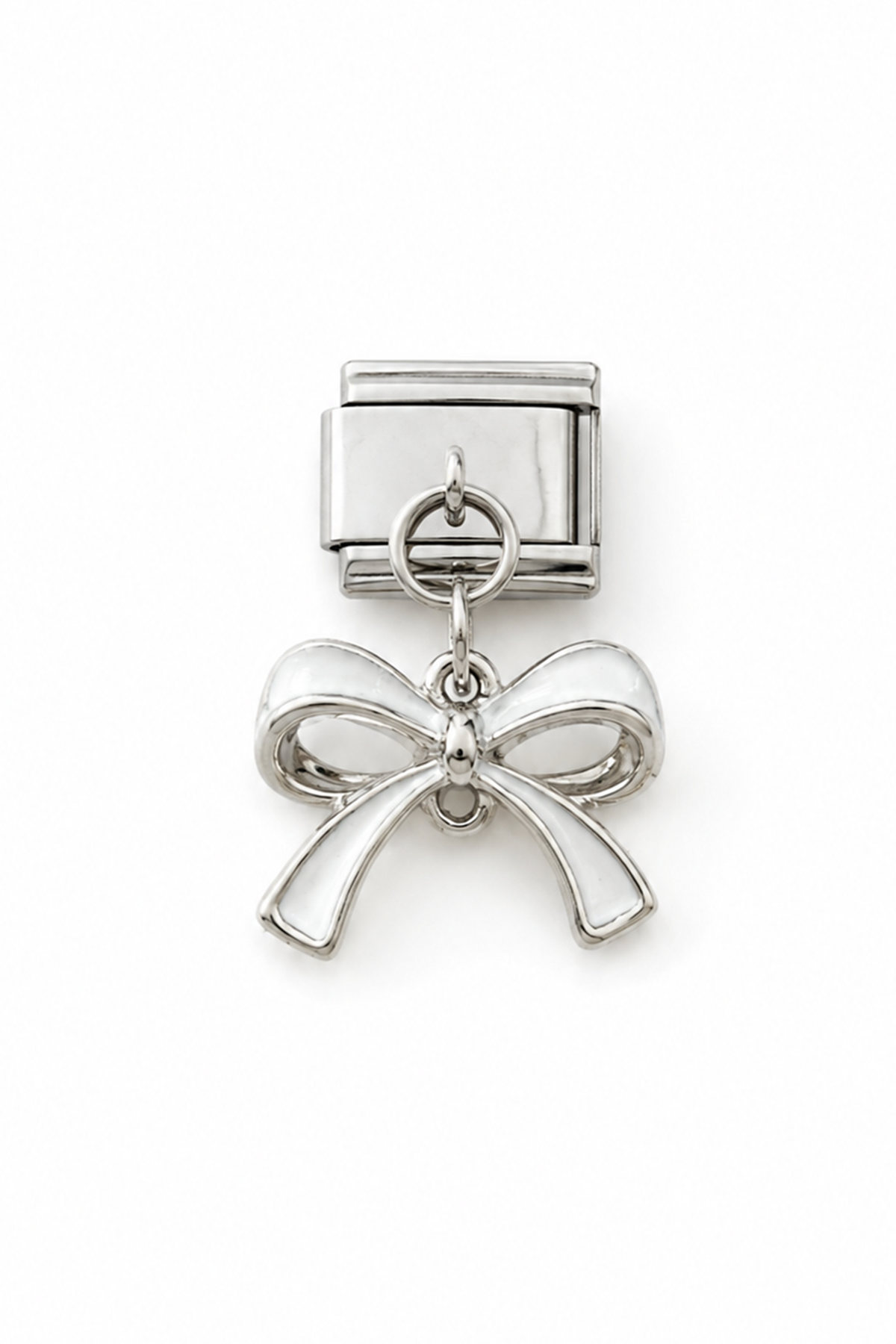 Gümüş Renk Kurdele Figürlü  Çelik Nomination Charm (Tek)