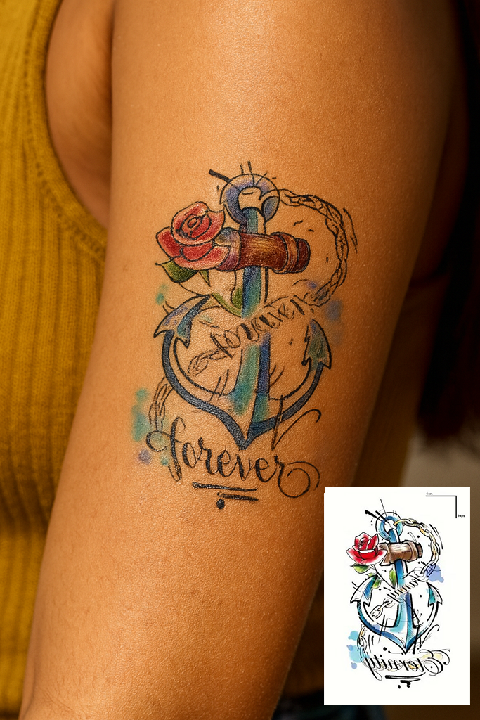 Geçici Çapa Figürlü Mini Dövme Tattoo