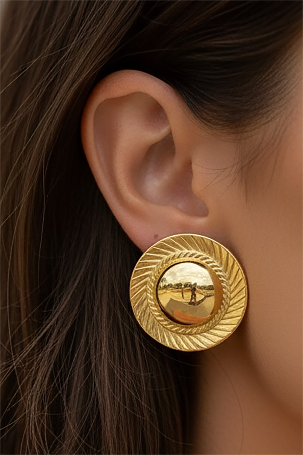 Altın Renk Çelik Küpe (Çift)