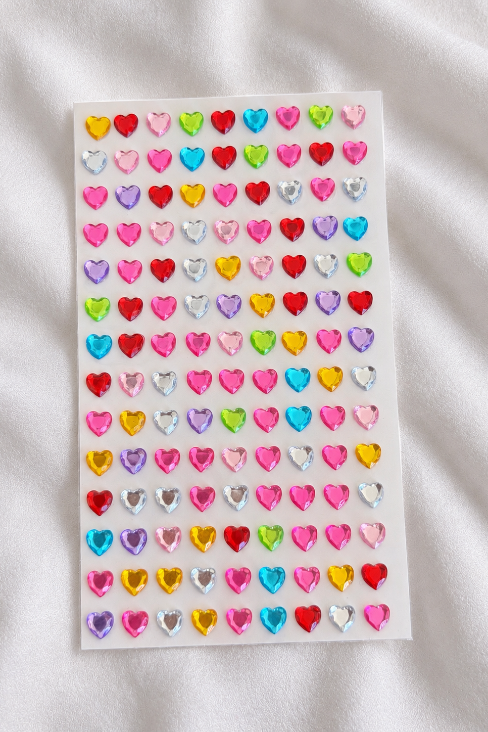 Karışık Renk Kalp Figürlü Yapışkanlı Taş Sticker 