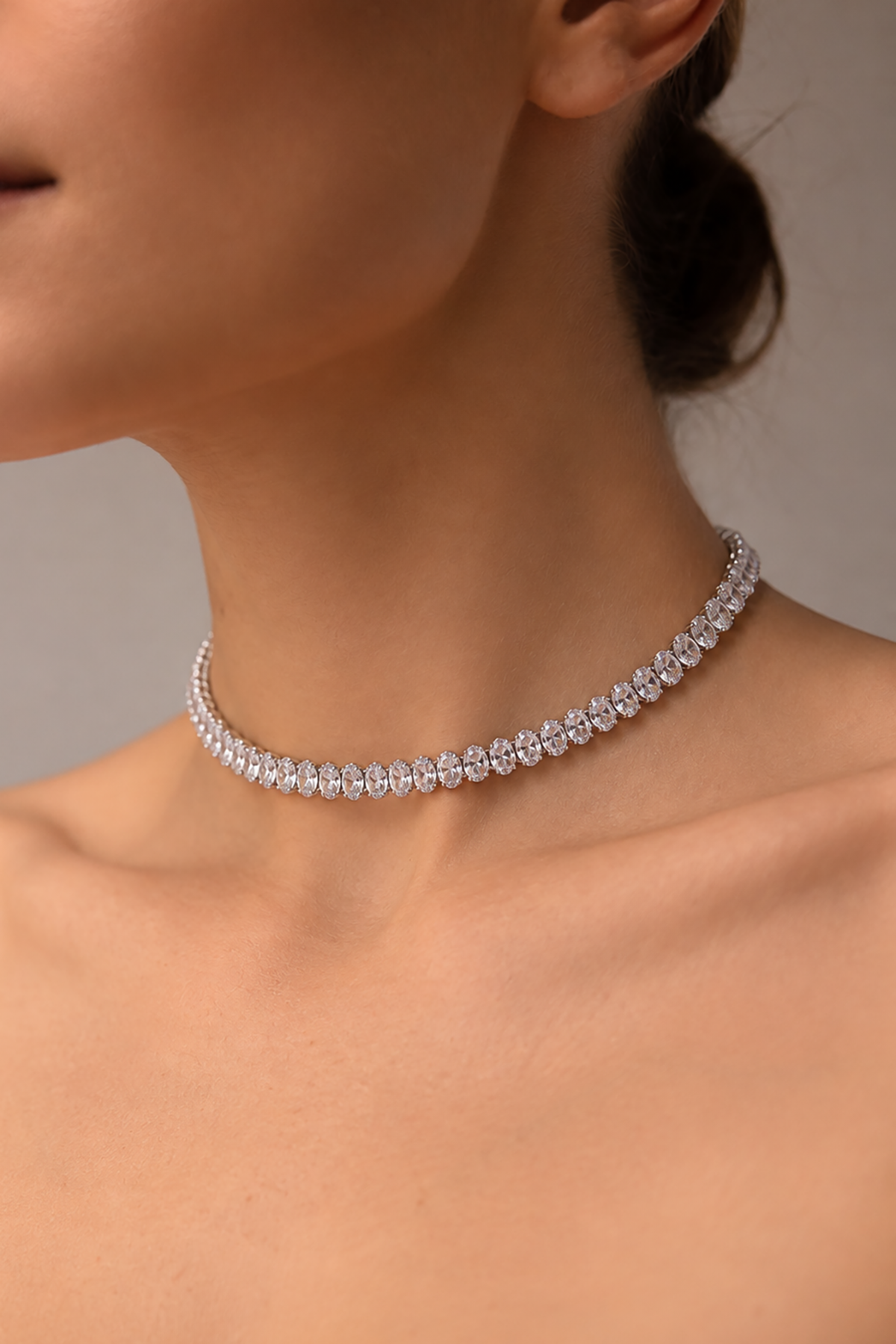 Gümüş Renk Choker Kolye