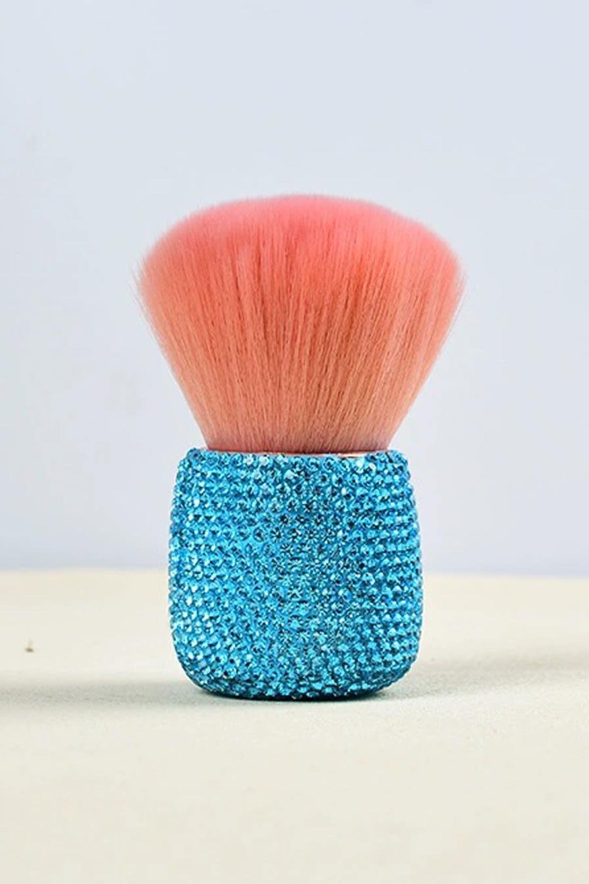 Mavi Renk Taş Detaylı Allık Fırçası