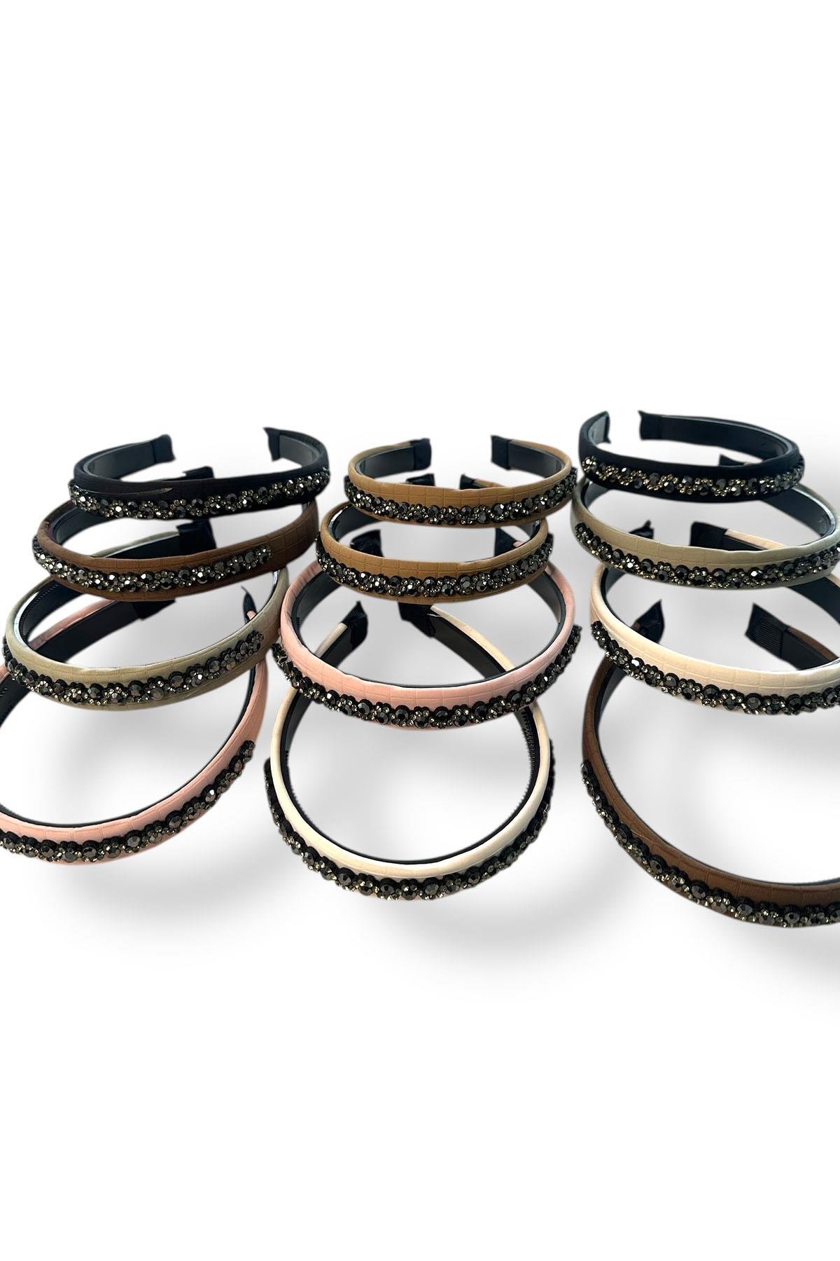 12´li Karışık Renk Taş Detaylı Taç Set