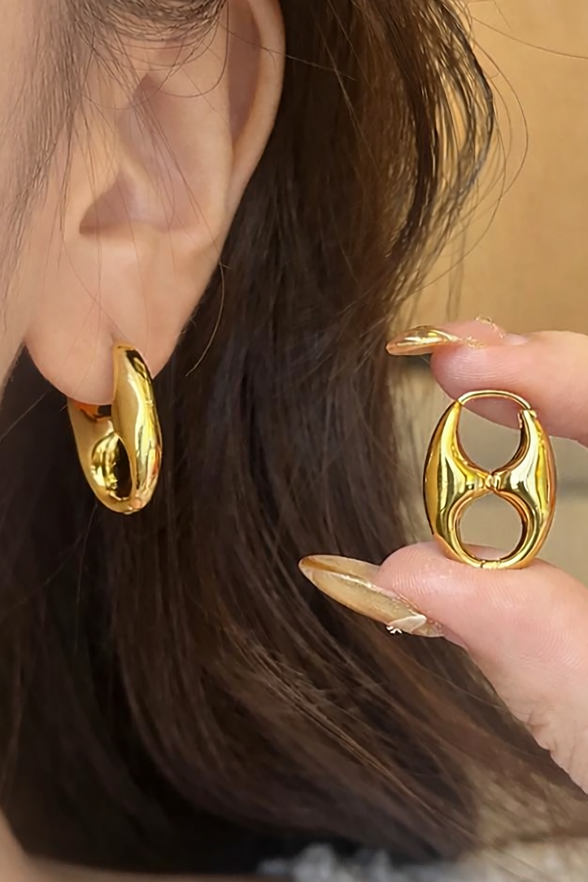 Altın Renk 14K Altın Kaplama Tx Küpe (Çift)