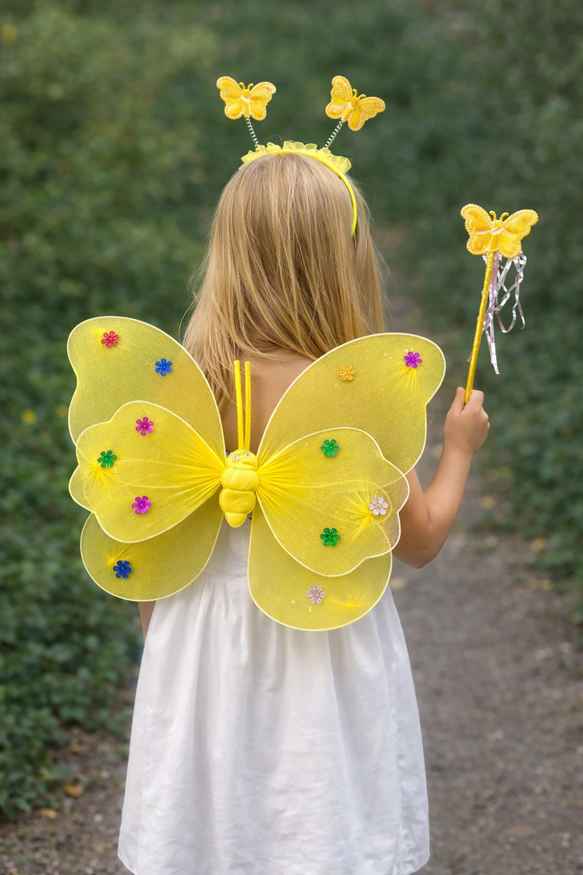 Sarı Renk Kanat /Asa /Taç Set