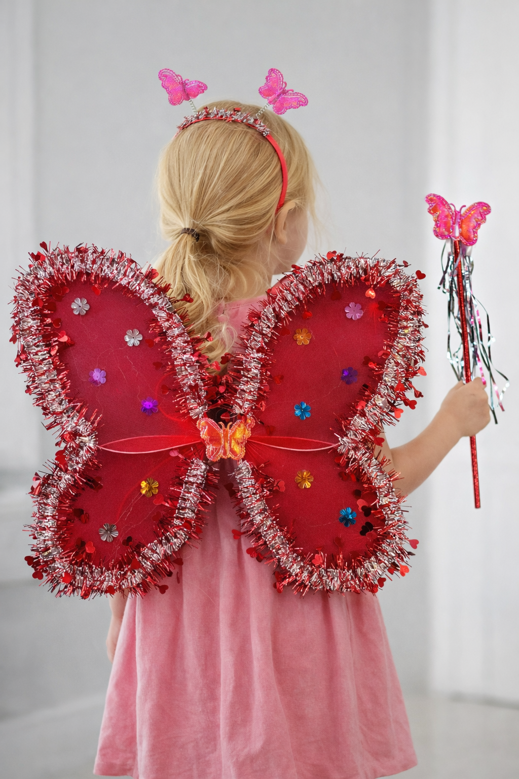 Kırmızı Renk Kanat /Asa /Taç Set