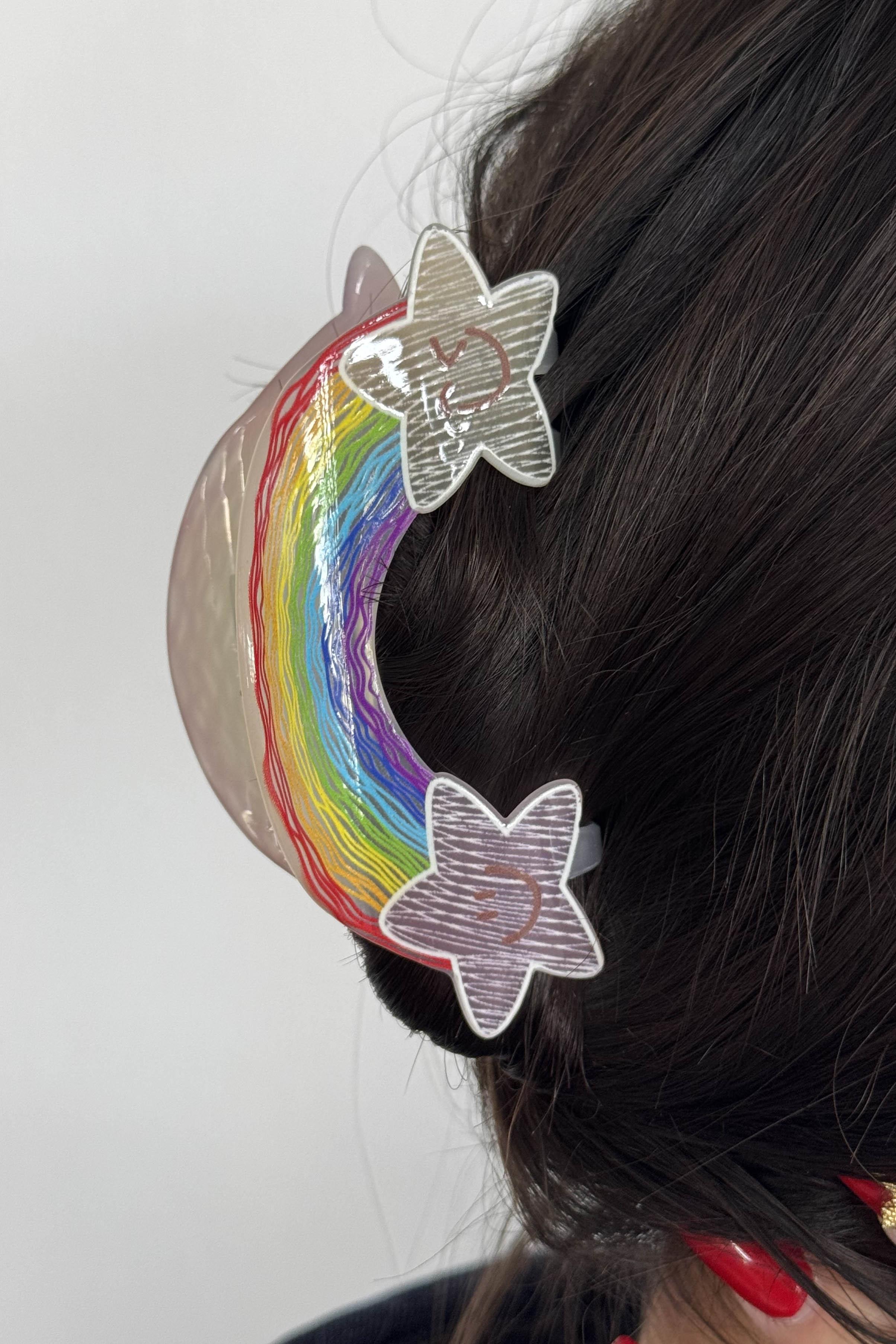 Karışık Renk Gökkuşağı Figürlü Kemik Mandal Toka