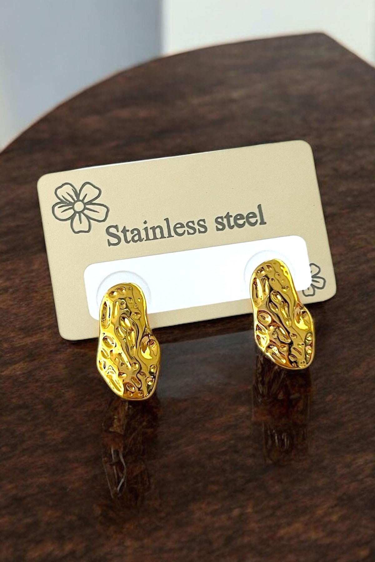 Altın Renk Çelik Küpe (Çift)