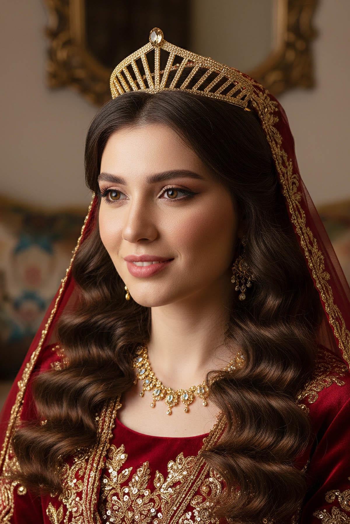 Zirkon Taşlı Gelin/Kına/Nişan/Söz Tasarım Taç