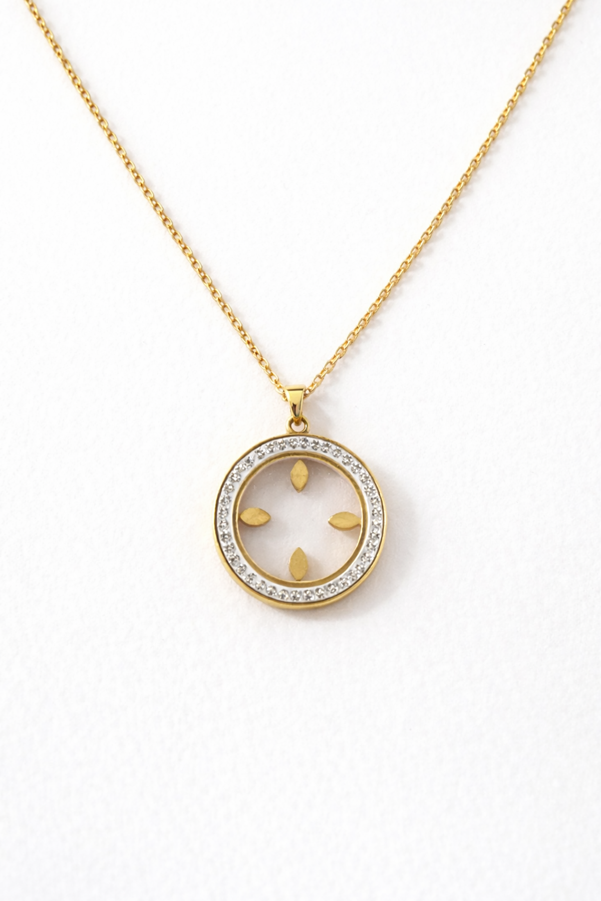 Altın Renk Çeyrek Koyulabilen Çelik Kolye