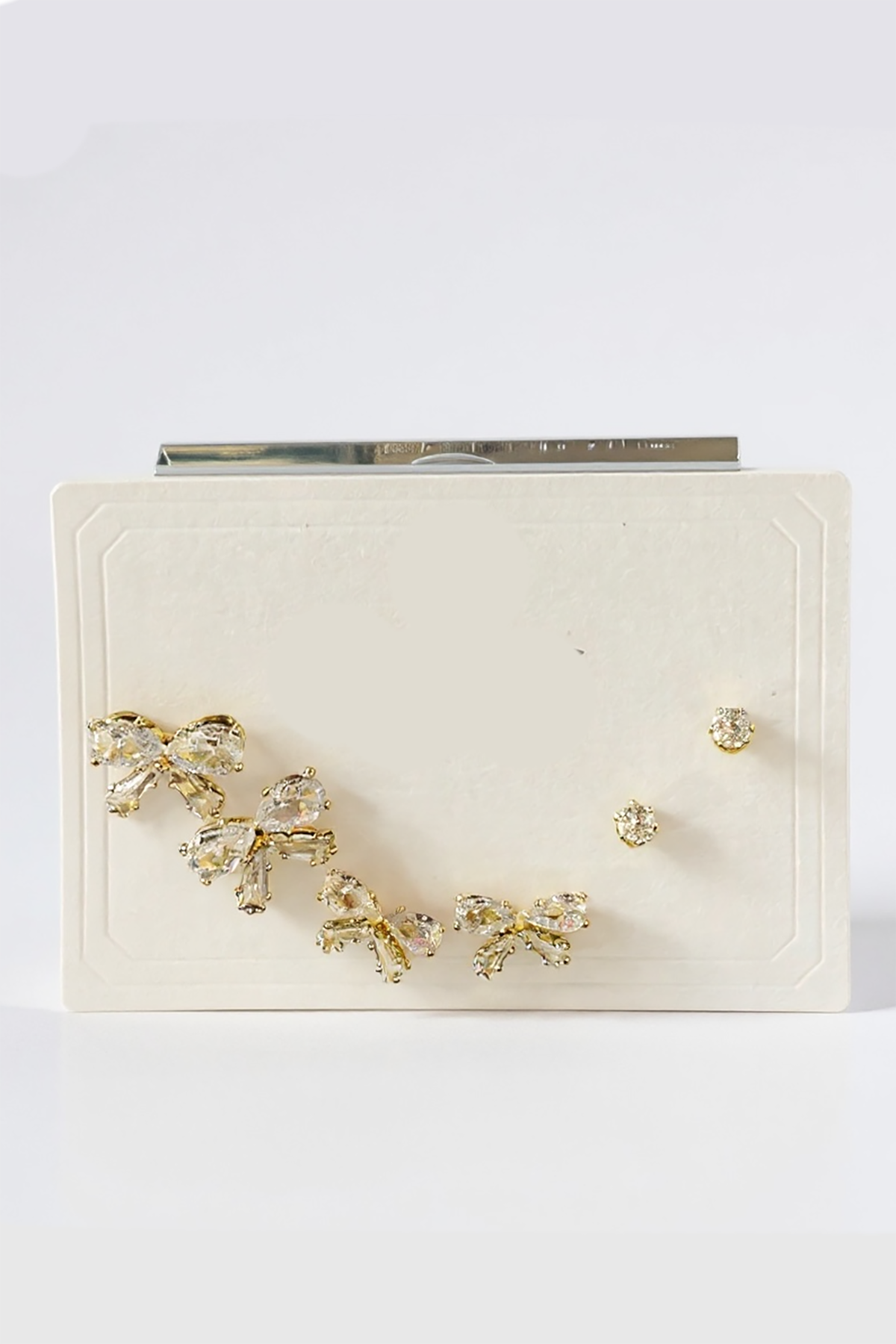 6'lı Altın Renk Kurdele Figürlü Taş Detaylı Küpe Set