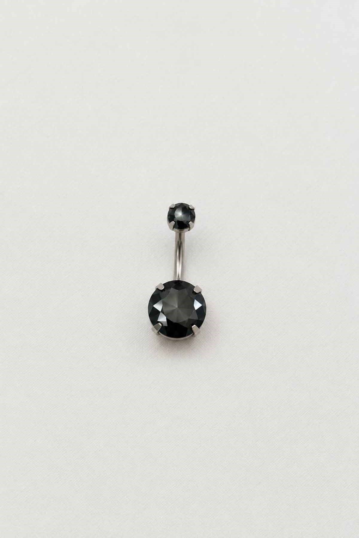 Gümüş Renk Taşlı Cerrahi Çelik Göbek Piercing