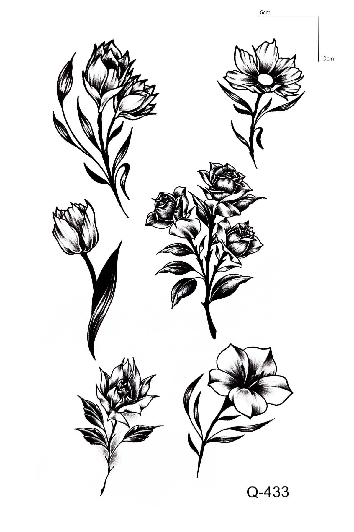 Çoklu Çiçek Mini Dövme Geçici Tattoo