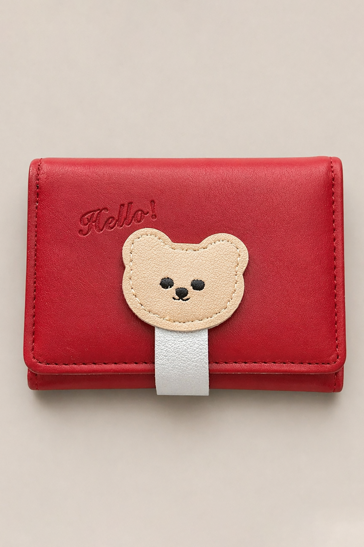 Bordo Renk Ayıcık Figürlü Cüzdan/Kartlık