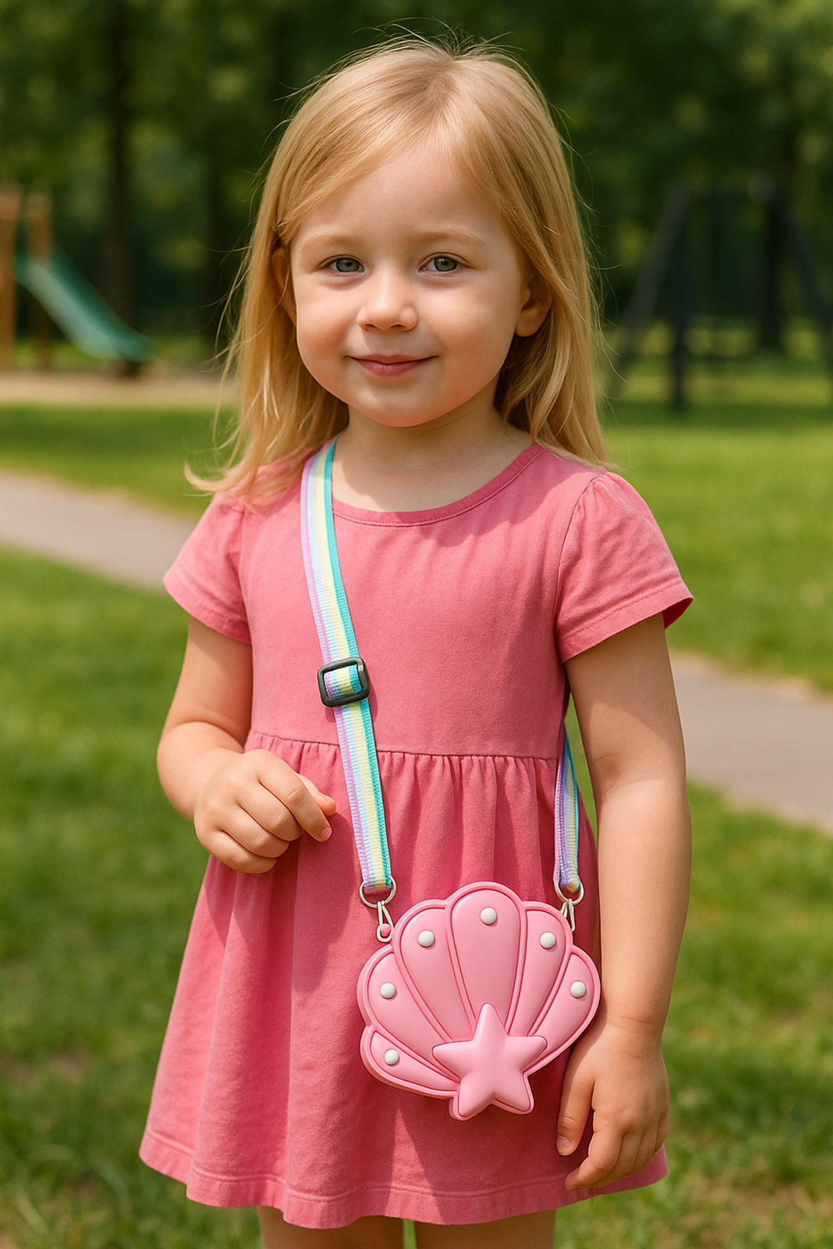 Pembe Renk Deniz Kabuğu Figürlü Çocuk Çanta