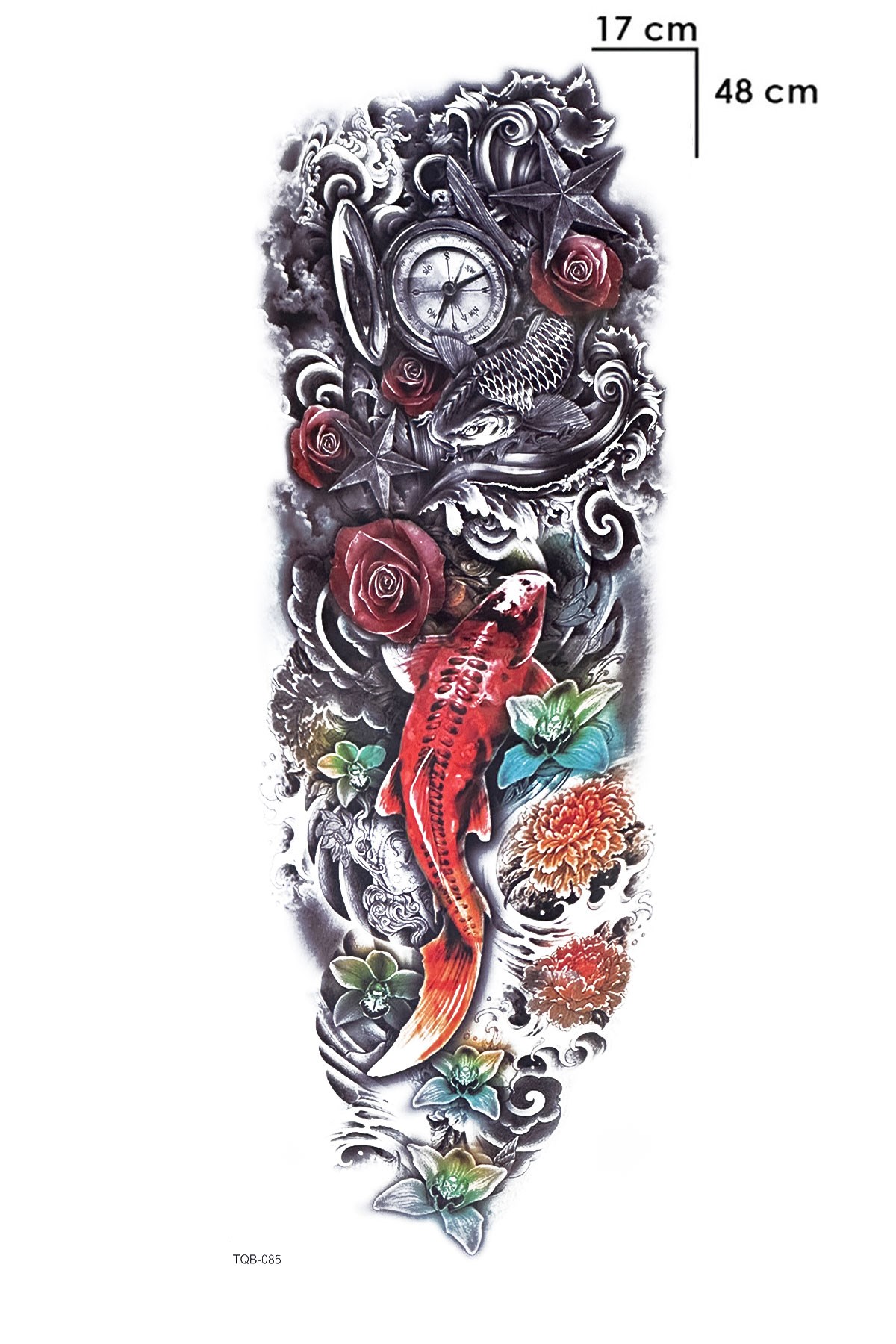 Balık Ve Saat Kol Dövme Geçici Tattoo