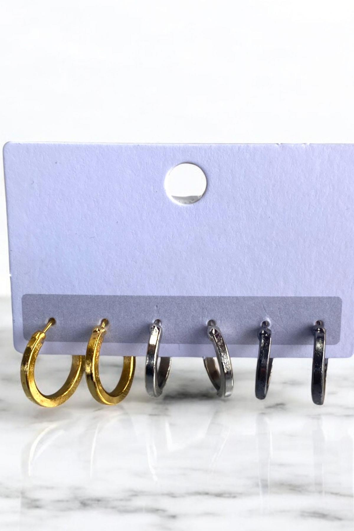 6'lı Karışık Renk Halka Küpe Set