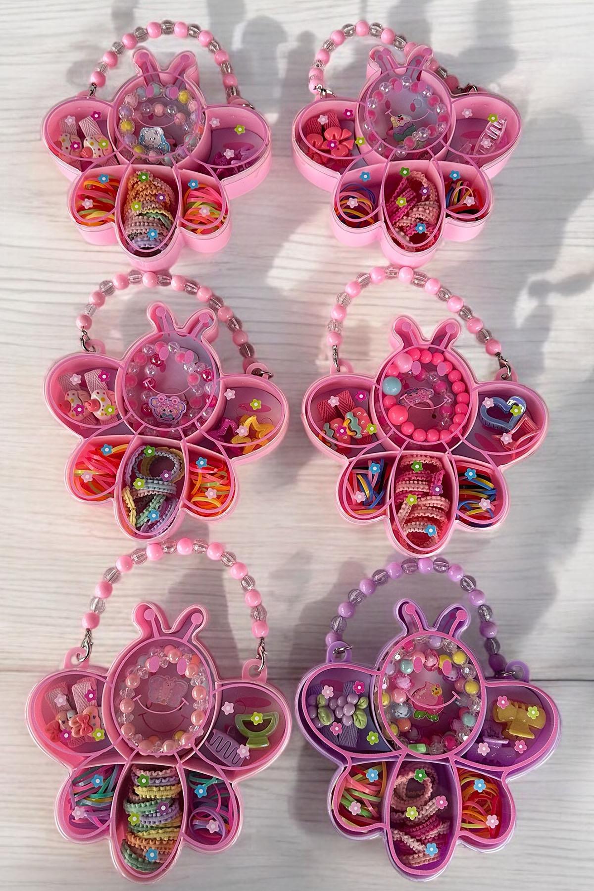 6'lı Karışık Renk Kelebek Figürlü Çantalı Toka Set