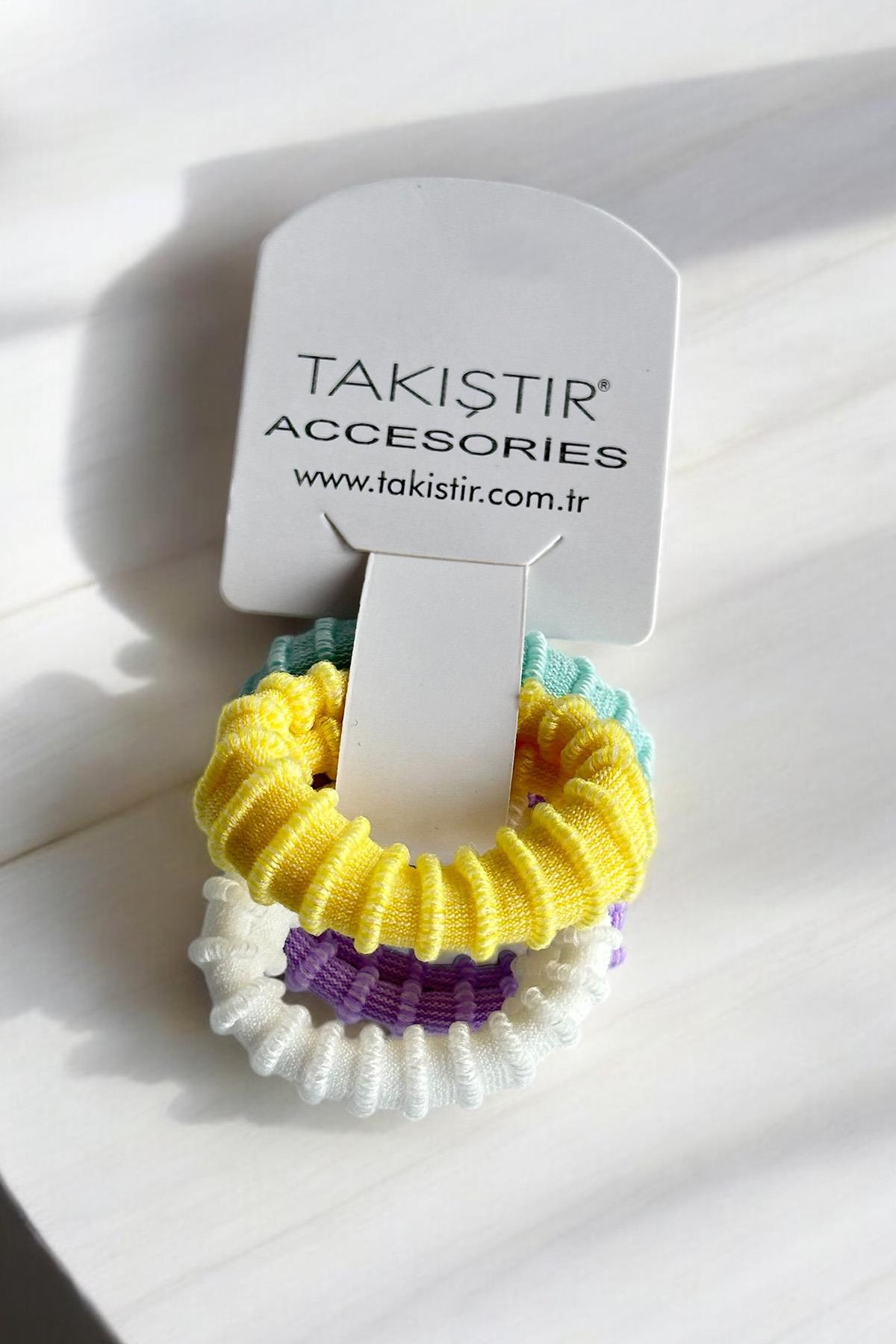 6'lı Karışık Renk Lastik Toka 