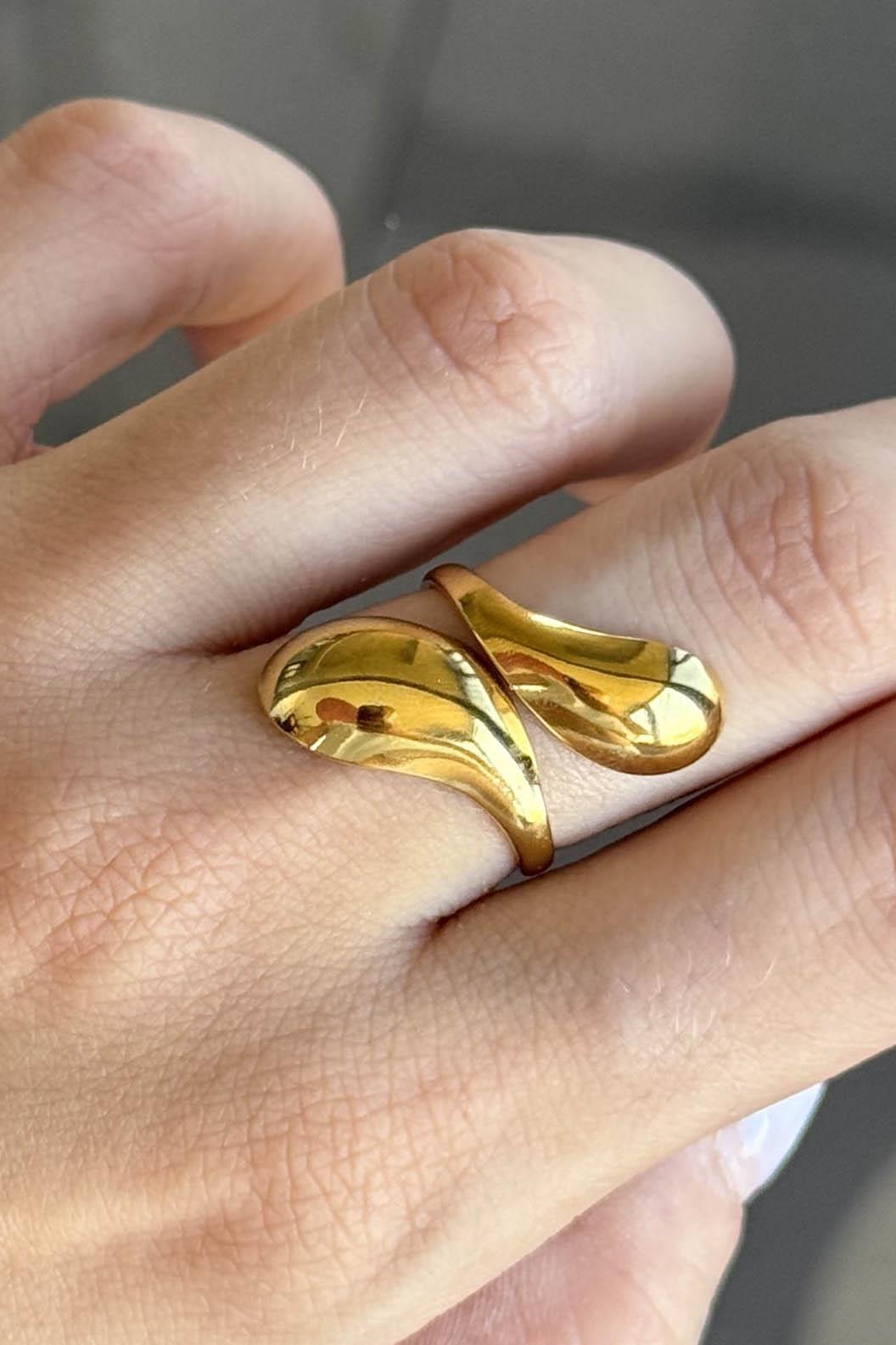 Altın Renk  Ayarlanabilir Çelik Yüzük