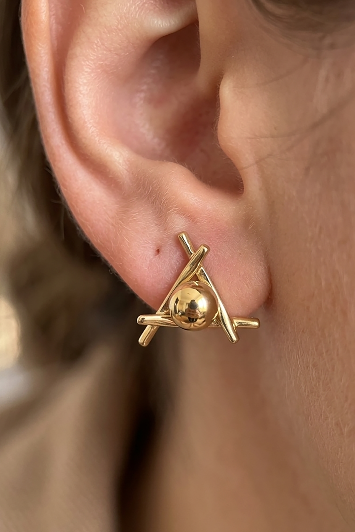 Altın Renk Çelik Küpe (Çift)